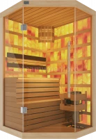 Одноместная угловая соляная сауна Luxury из кедра с электрокаменкой
