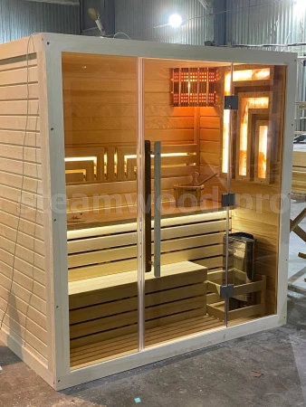 Трехместная финская сауна Luxury из кедра