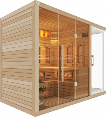 Четырехместная комбинированная сауна Luxury  из кедра с Душевой кабиной